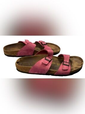 Birkenstock Arizona Pink Suede Sandals US L9/M7 EU 40 Cork Footbed